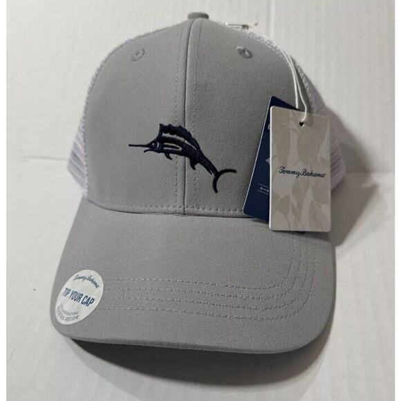 Tommy Bahama Tip Your Cap Hat Men’s Adjustable Grey White Embroidered Marlin NWT - Picture 1 of 3
